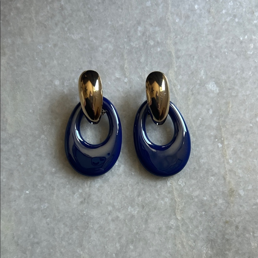 Elegant Blue and Gold Earrings